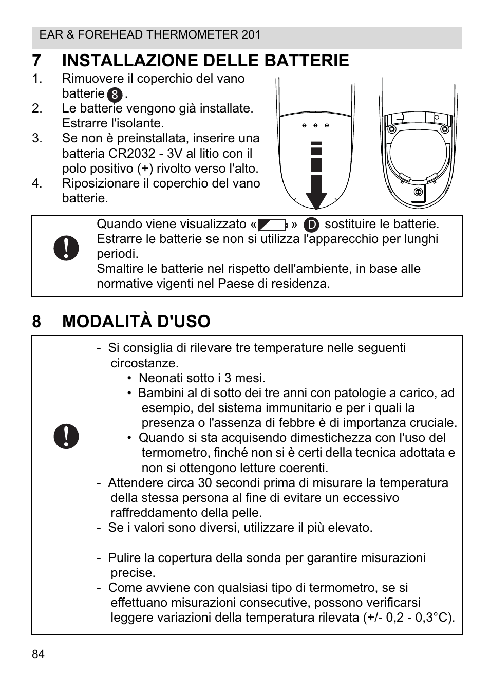 7installazione delle batterie, 8modalità d'uso | Topcom CE0123 User Manual | Page 84 / 156
