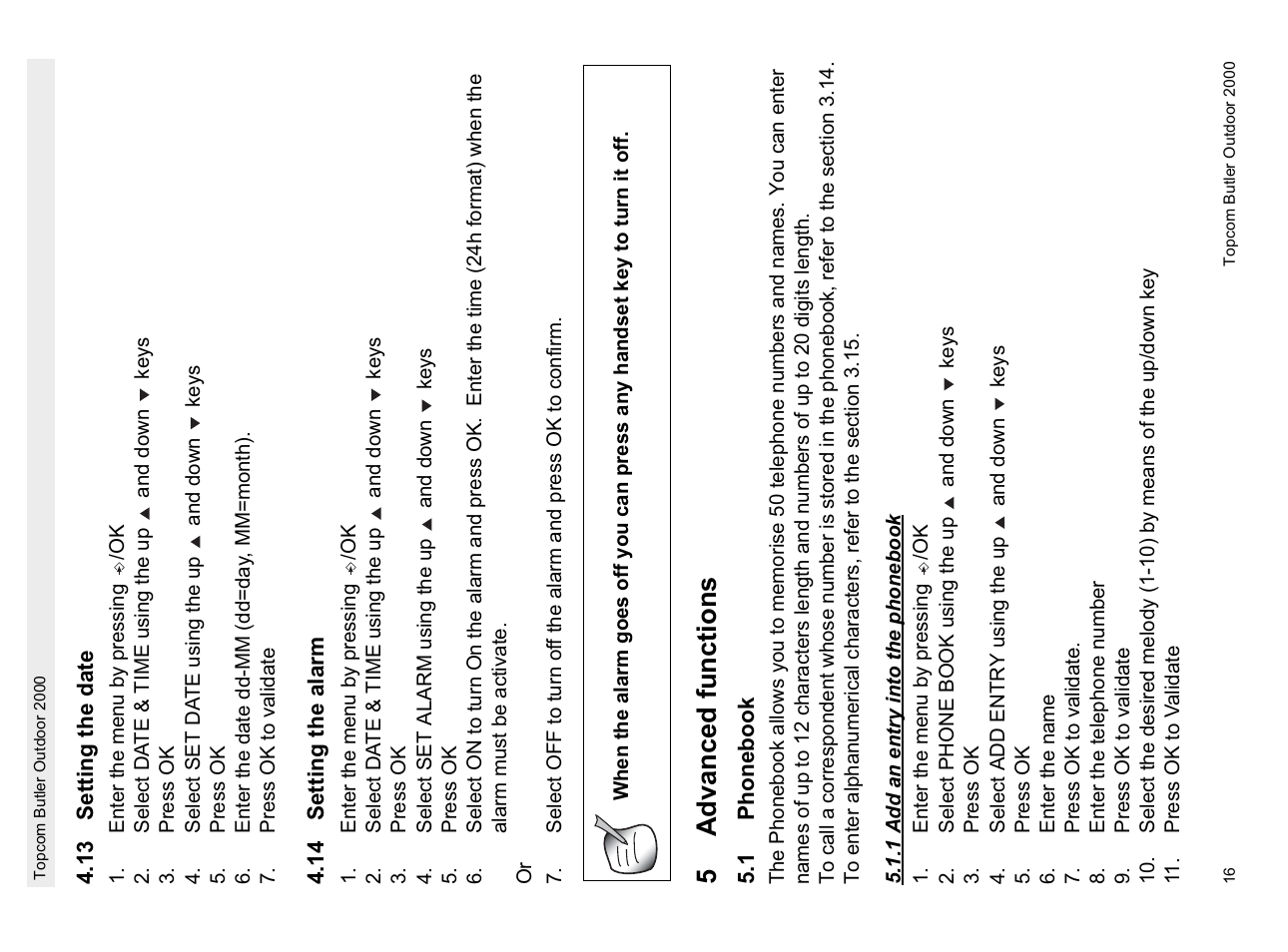 5a dvanced functions | Topcom Butler 1.1 User Manual | Page 16 / 28