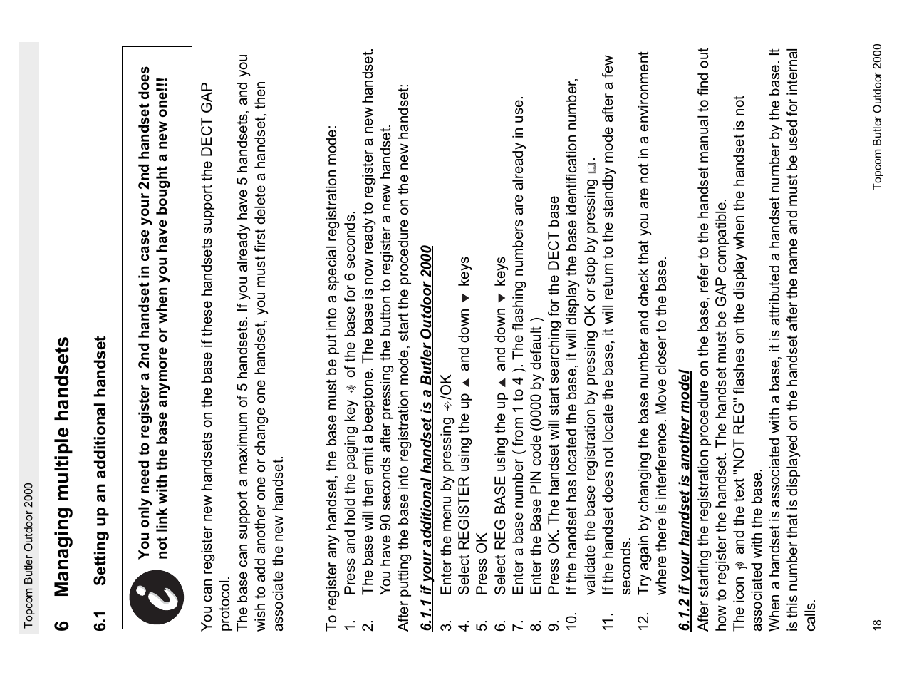 6m anaging multiple handset s | Topcom Butler 1.1 User Manual | Page 18 / 28