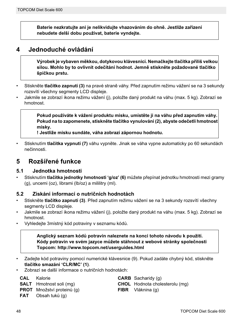 4jednoduché ovládání, 5rozšíĝené funkce | Topcom 600 User Manual | Page 48 / 84