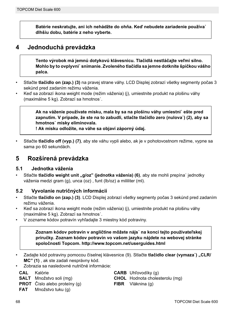 4jednoduchá prevádzka, 5rozšírená prevádzka | Topcom 600 User Manual | Page 68 / 84