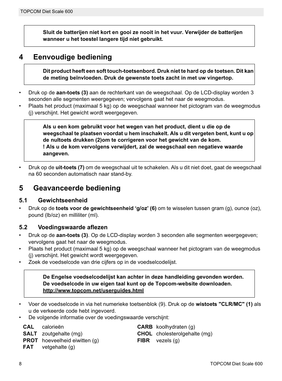 4eenvoudige bediening, 5geavanceerde bediening | Topcom 600 User Manual | Page 8 / 84