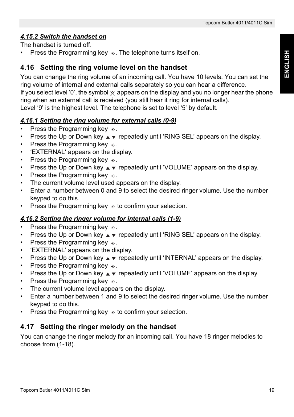Topcom 4011C SIM User Manual | Page 19 / 36