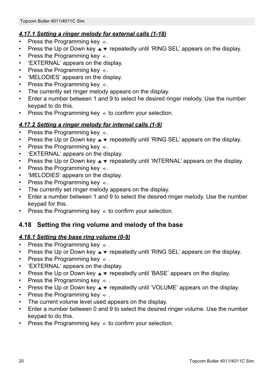 Topcom 4011C SIM User Manual | Page 20 / 36