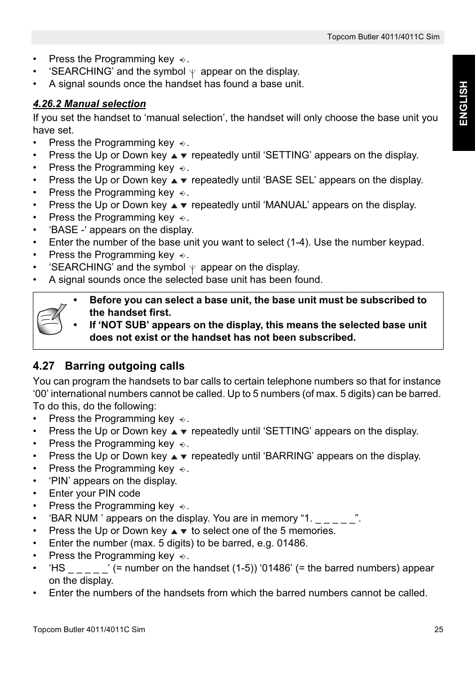Topcom 4011C SIM User Manual | Page 25 / 36