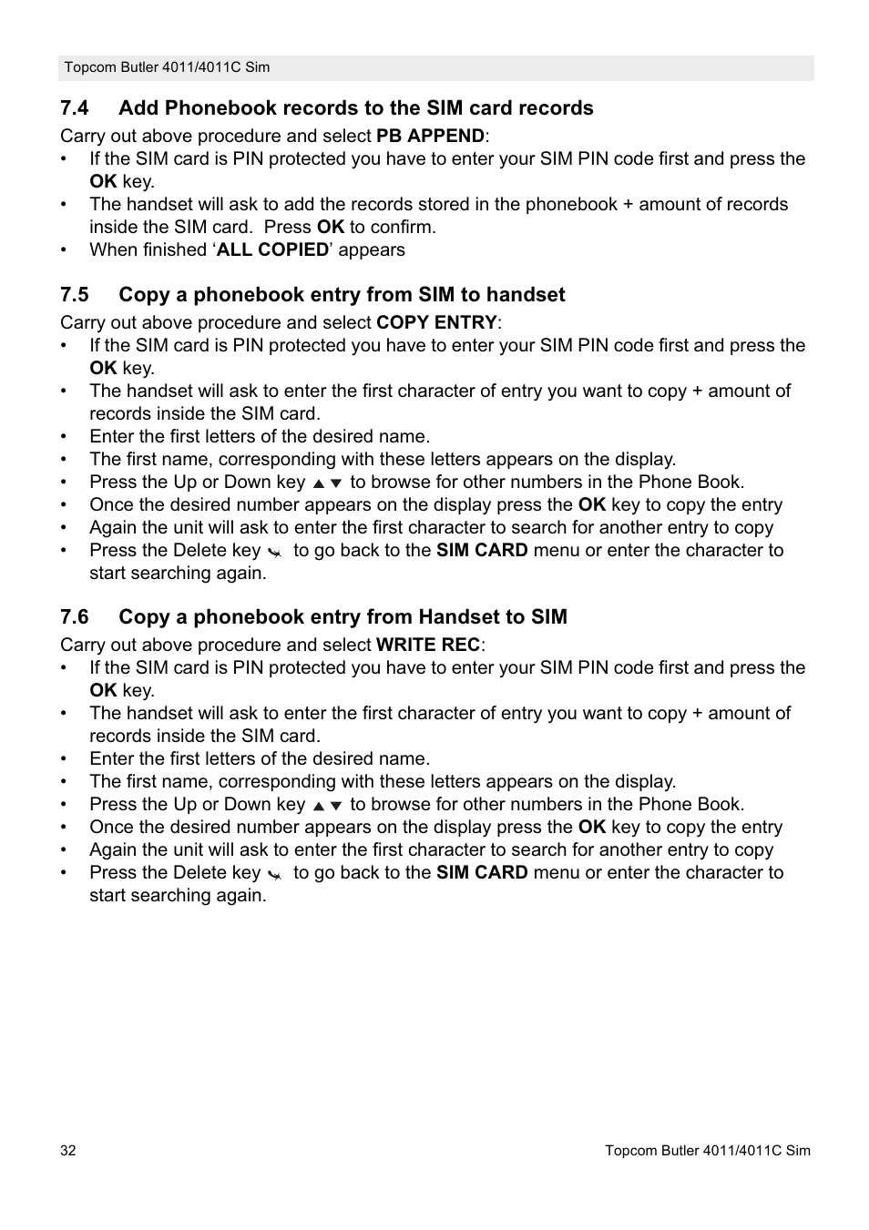 Topcom 4011C SIM User Manual | Page 32 / 36