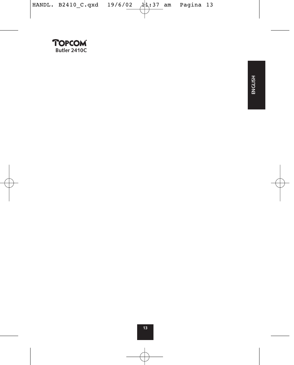 Topcom BUTLER 2410 C User Manual | Page 13 / 84