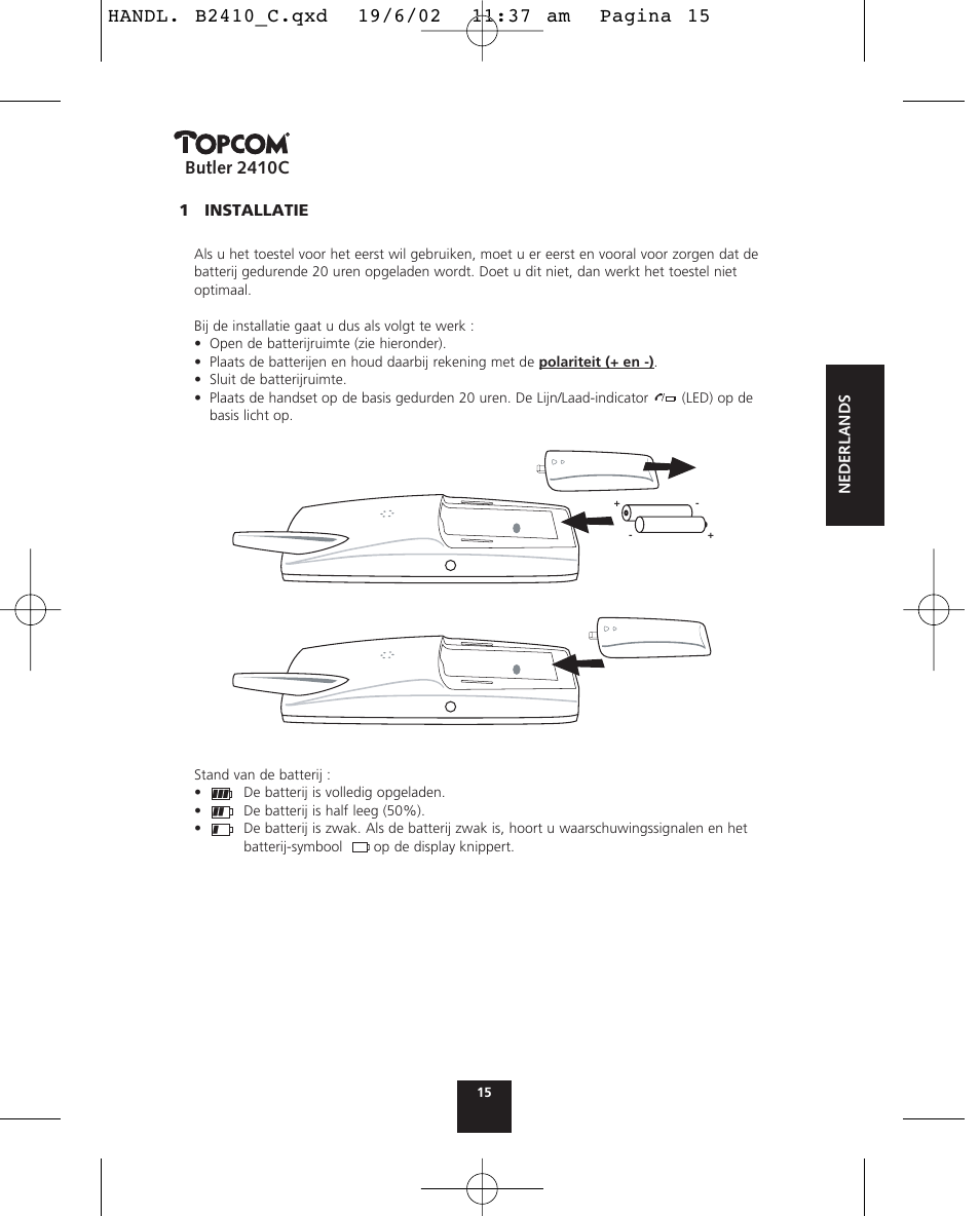Butler 2410c | Topcom BUTLER 2410 C User Manual | Page 15 / 84