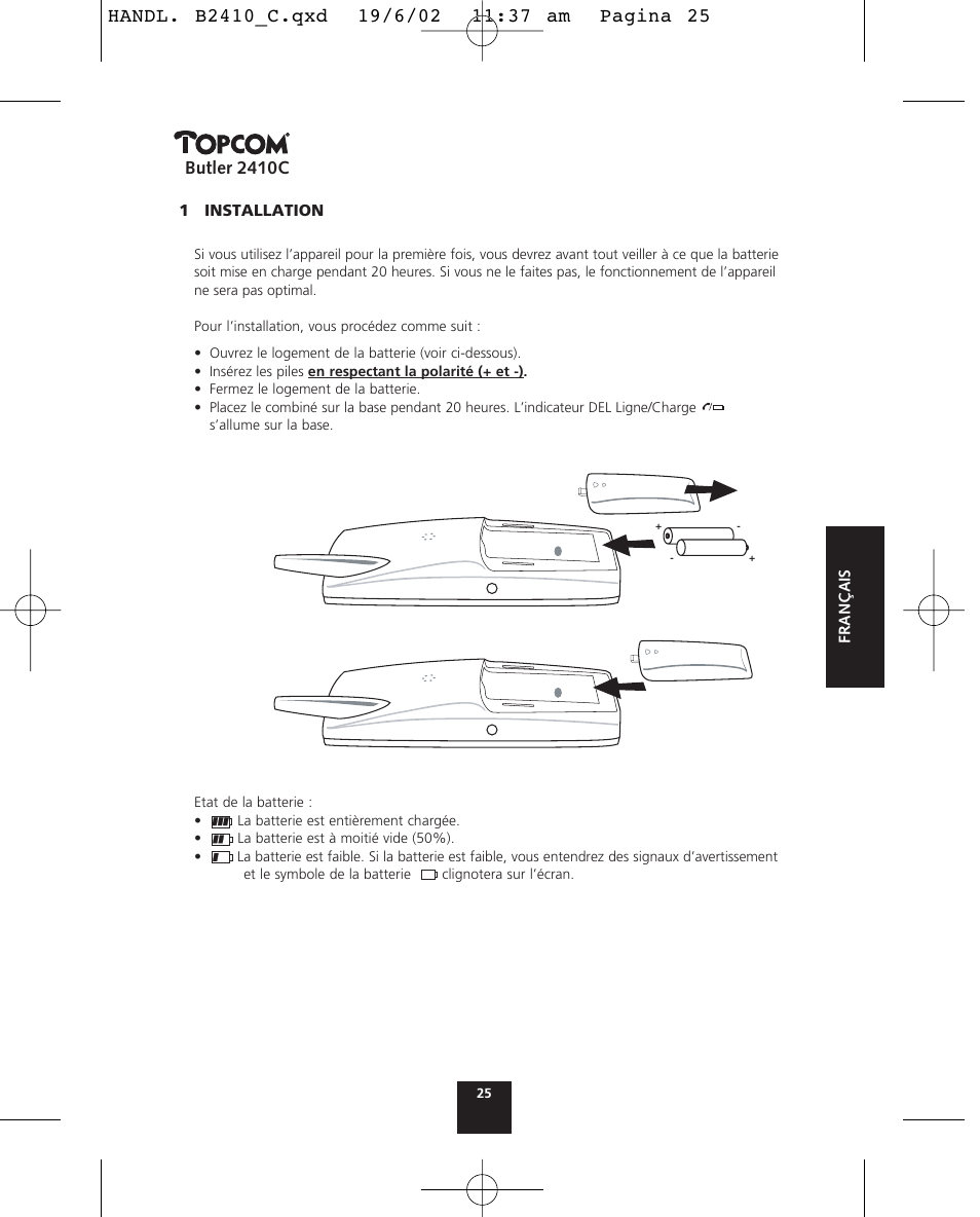 Butler 2410c | Topcom BUTLER 2410 C User Manual | Page 25 / 84