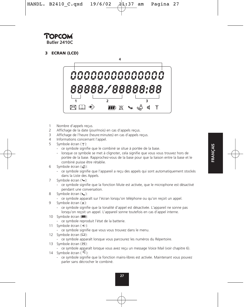 Topcom BUTLER 2410 C User Manual | Page 27 / 84