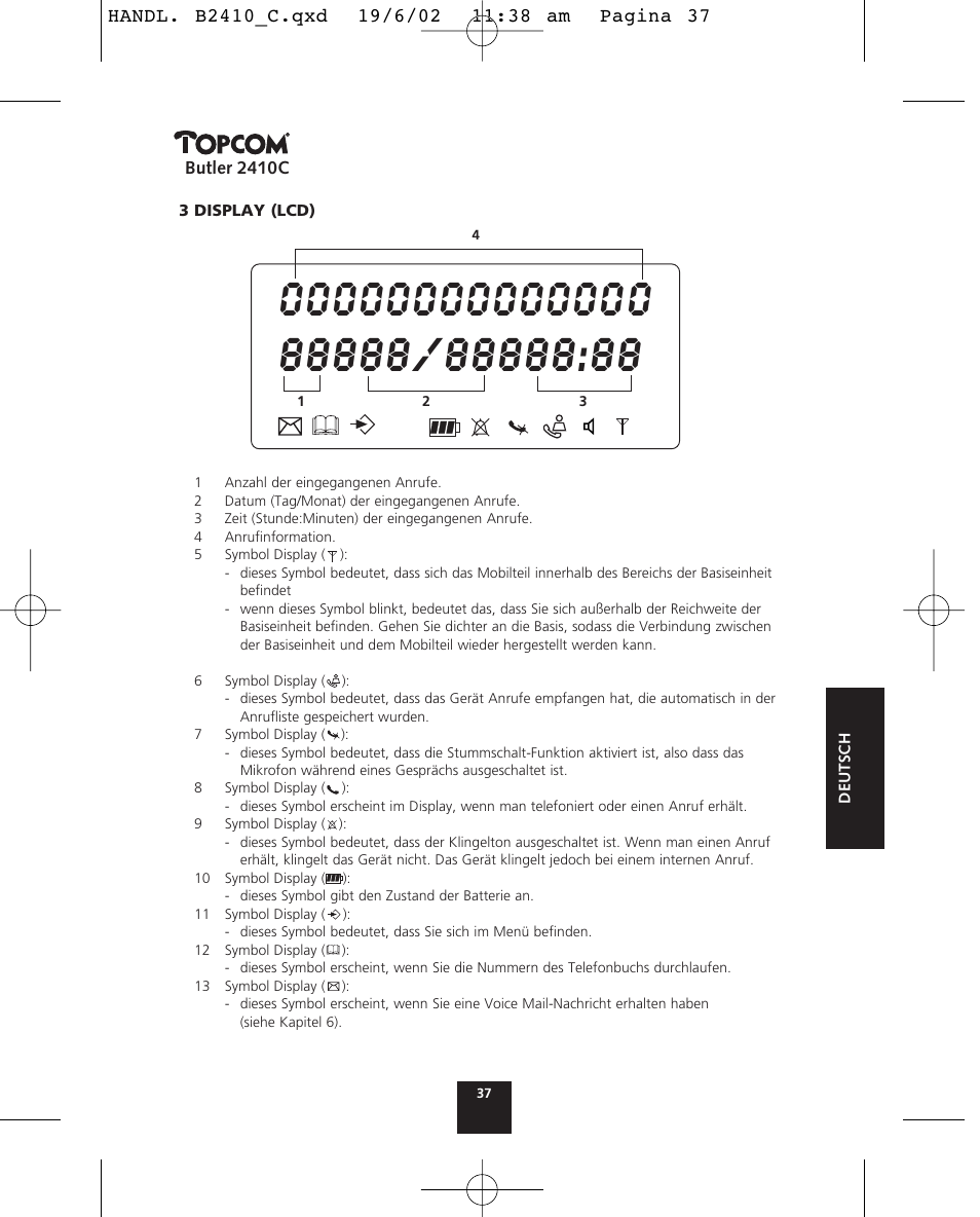 Topcom BUTLER 2410 C User Manual | Page 37 / 84