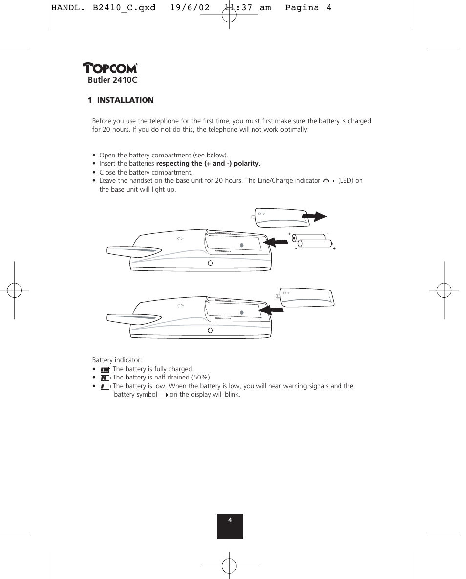 Butler 2410c | Topcom BUTLER 2410 C User Manual | Page 4 / 84