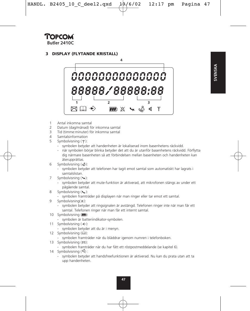 Topcom BUTLER 2410 C User Manual | Page 47 / 84