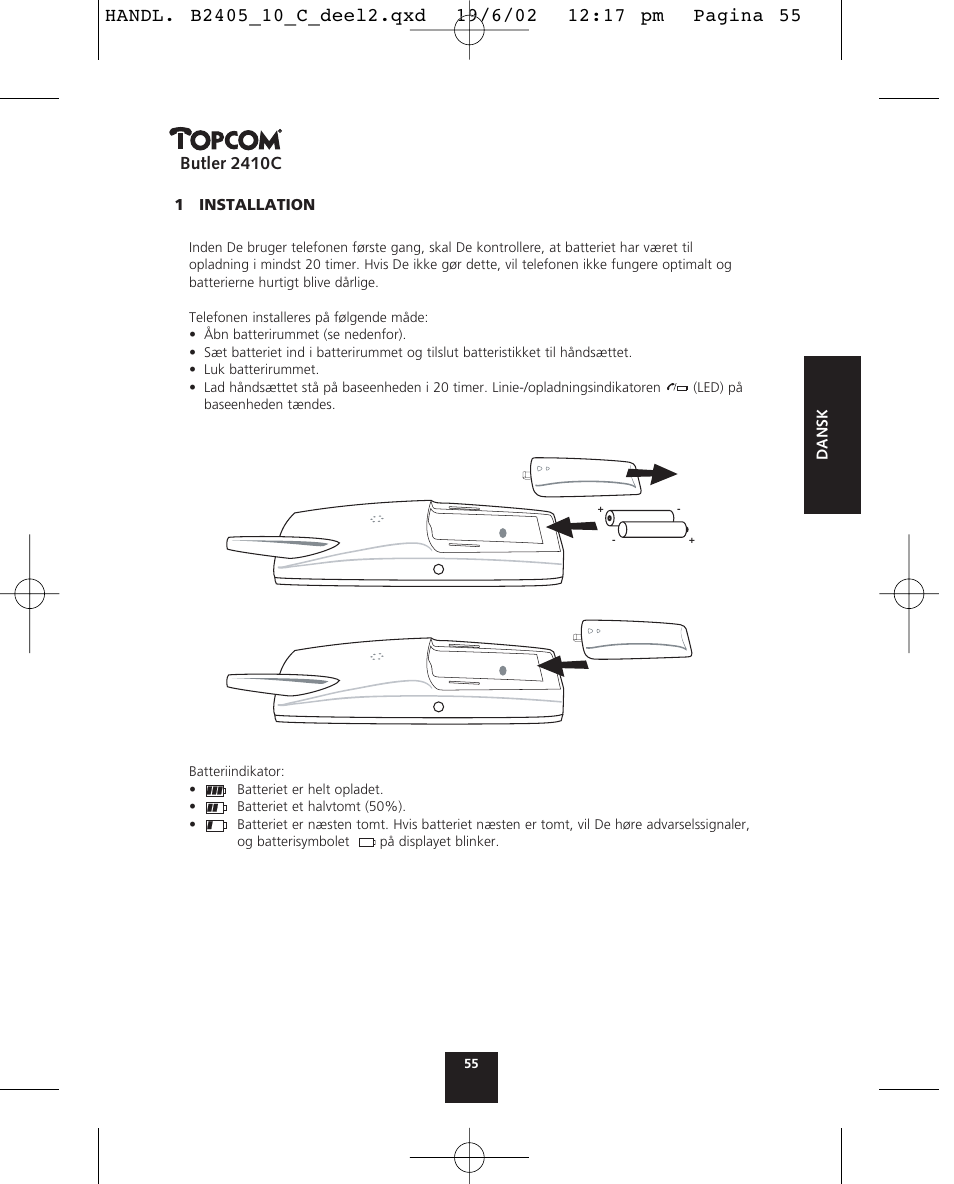 Butler 2410c | Topcom BUTLER 2410 C User Manual | Page 55 / 84