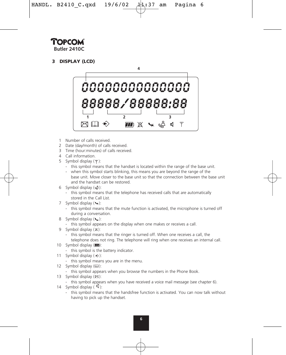 Topcom BUTLER 2410 C User Manual | Page 6 / 84