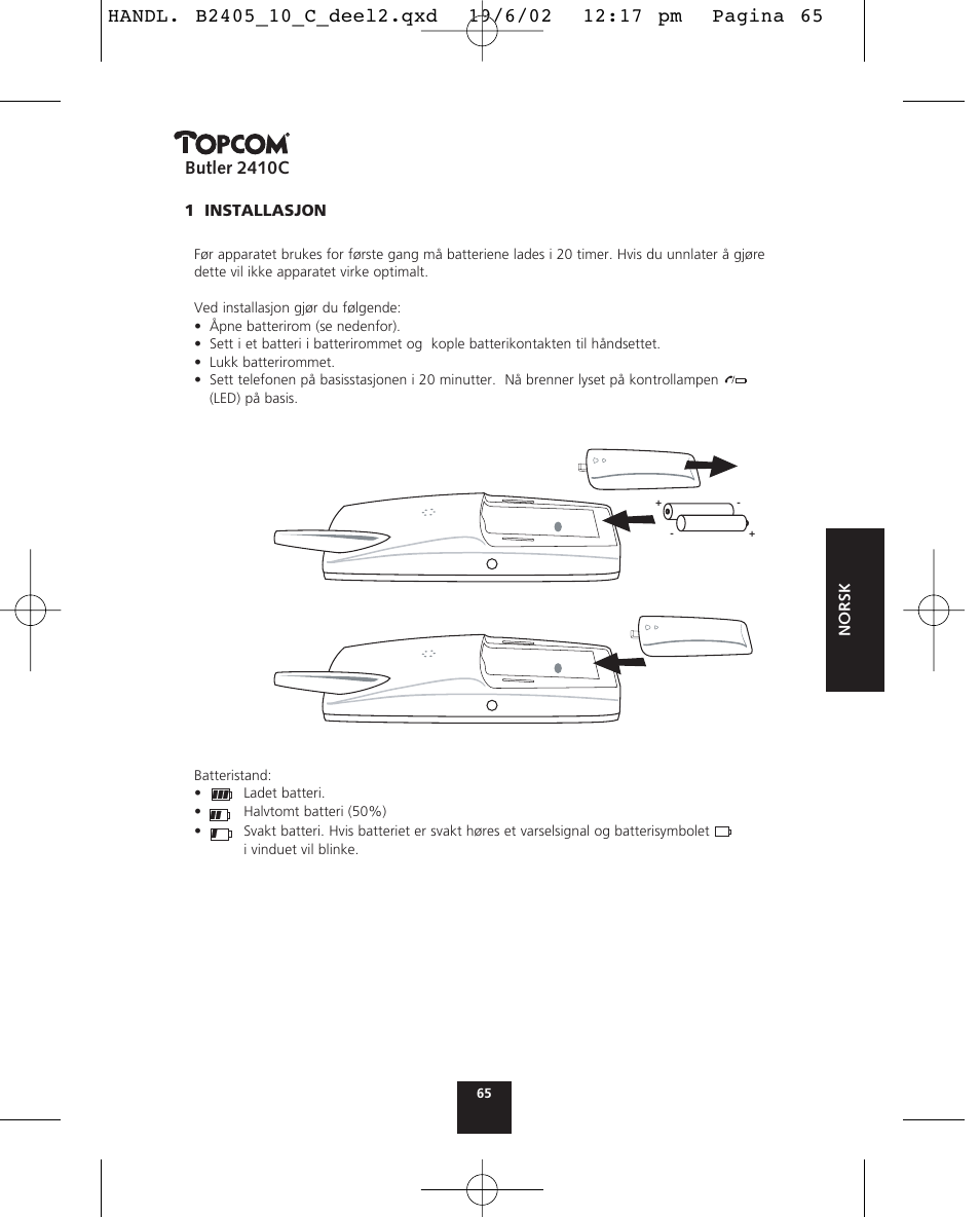 Butler 2410c | Topcom BUTLER 2410 C User Manual | Page 65 / 84