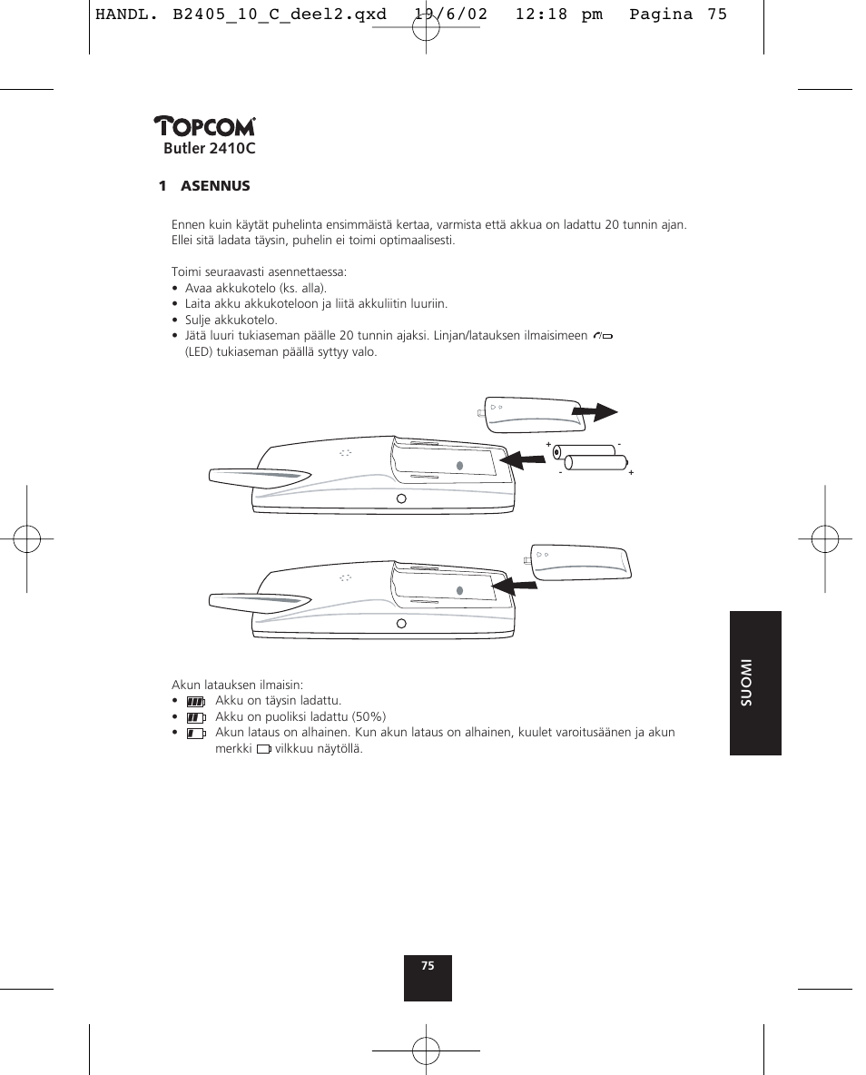 Butler 2410c | Topcom BUTLER 2410 C User Manual | Page 75 / 84