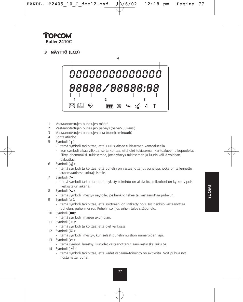 Topcom BUTLER 2410 C User Manual | Page 77 / 84