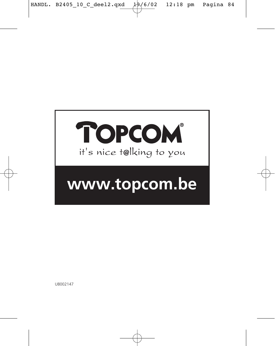 Topcom BUTLER 2410 C User Manual | Page 84 / 84