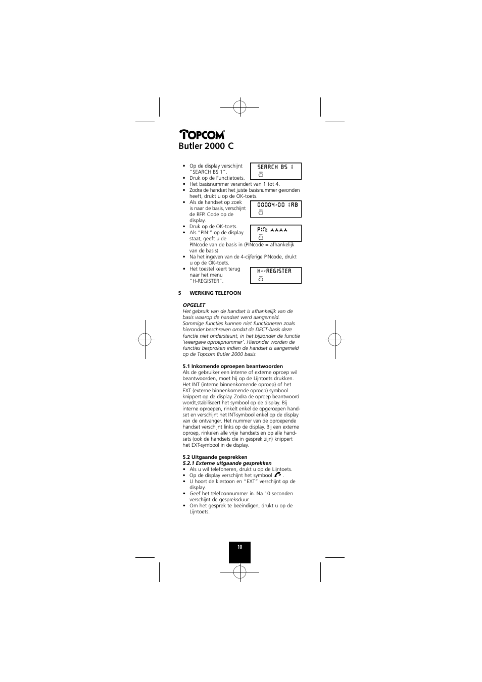 Butler 2000 c | Topcom Butler 2000 C User Manual | Page 10 / 76