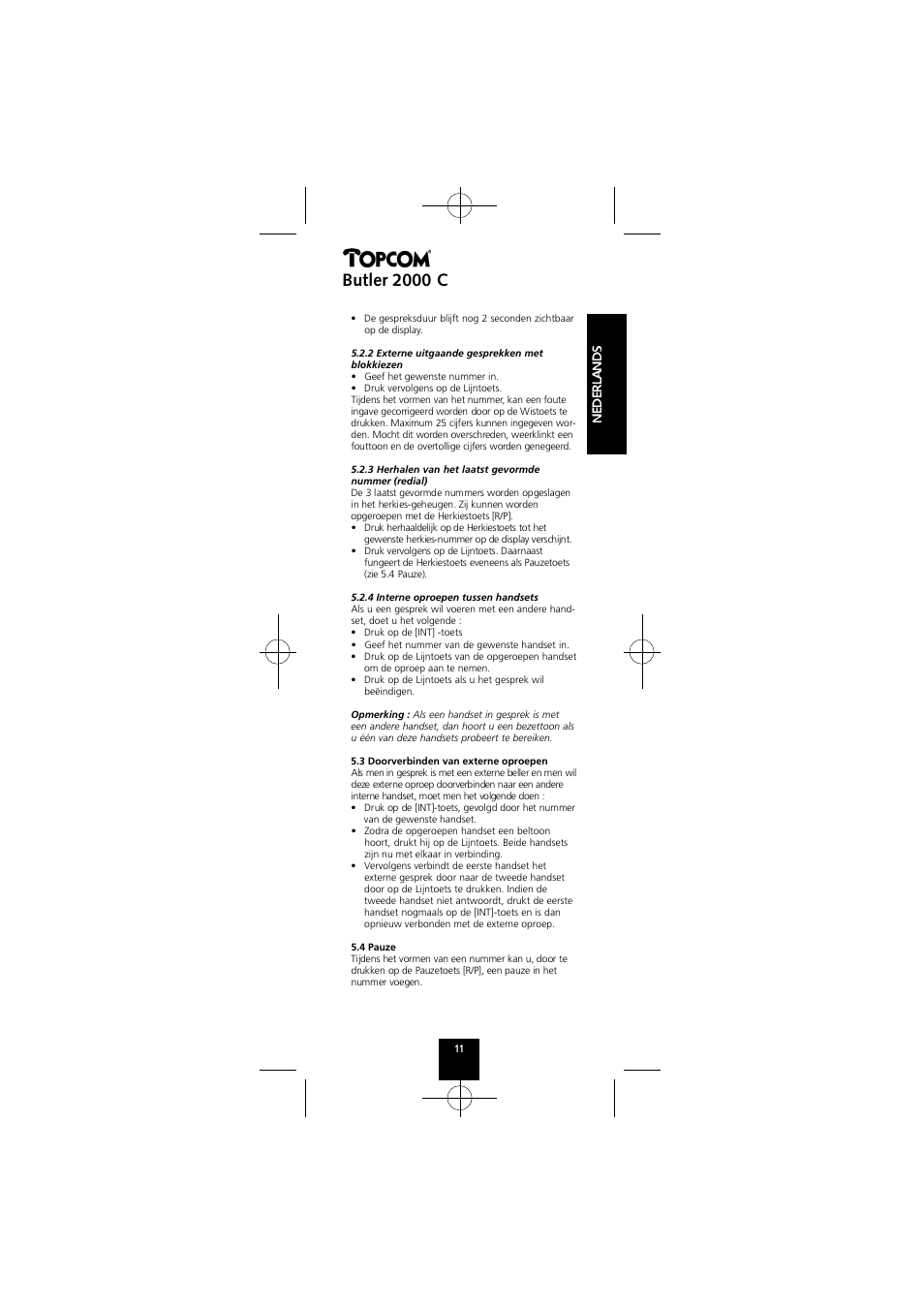 Butler 2000 c | Topcom Butler 2000 C User Manual | Page 11 / 76