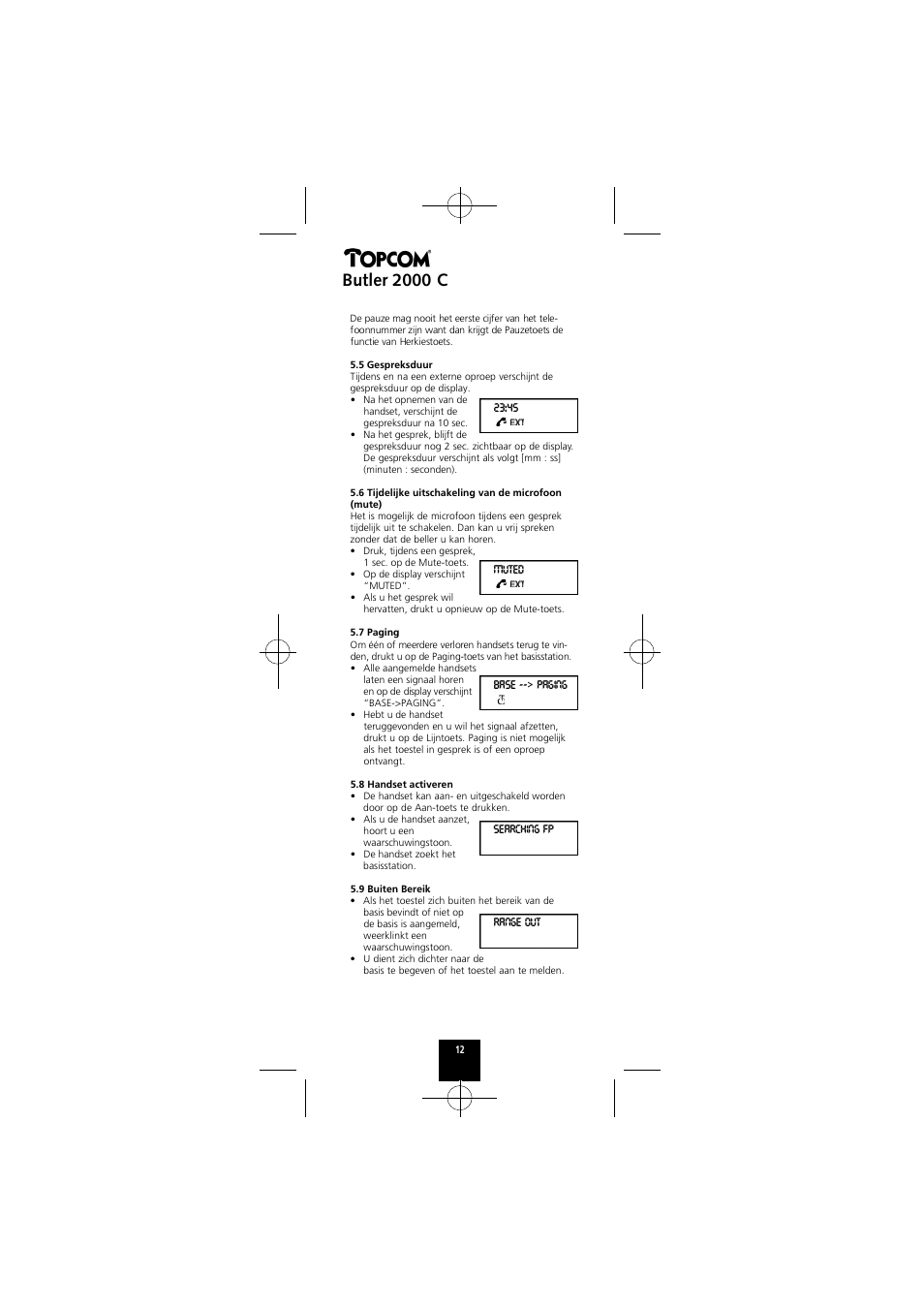 Butler 2000 c | Topcom Butler 2000 C User Manual | Page 12 / 76