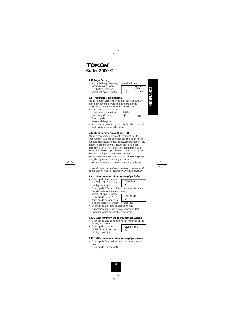 Butler 2000 c | Topcom Butler 2000 C User Manual | Page 13 / 76