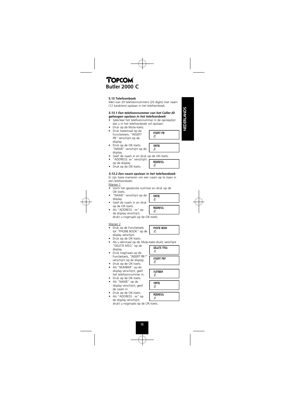 Butler 2000 c | Topcom Butler 2000 C User Manual | Page 15 / 76