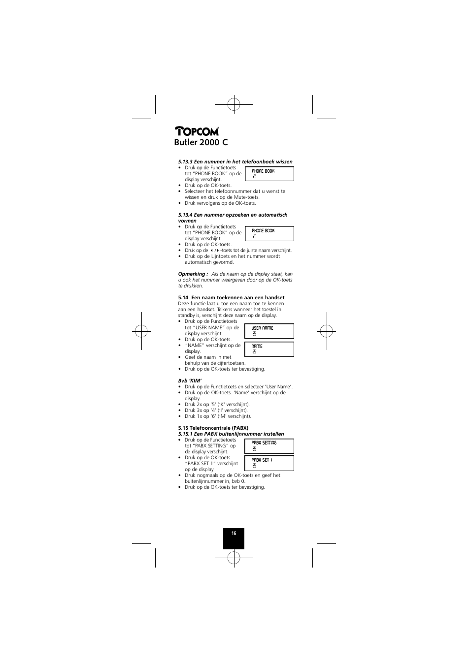 Butler 2000 c | Topcom Butler 2000 C User Manual | Page 16 / 76