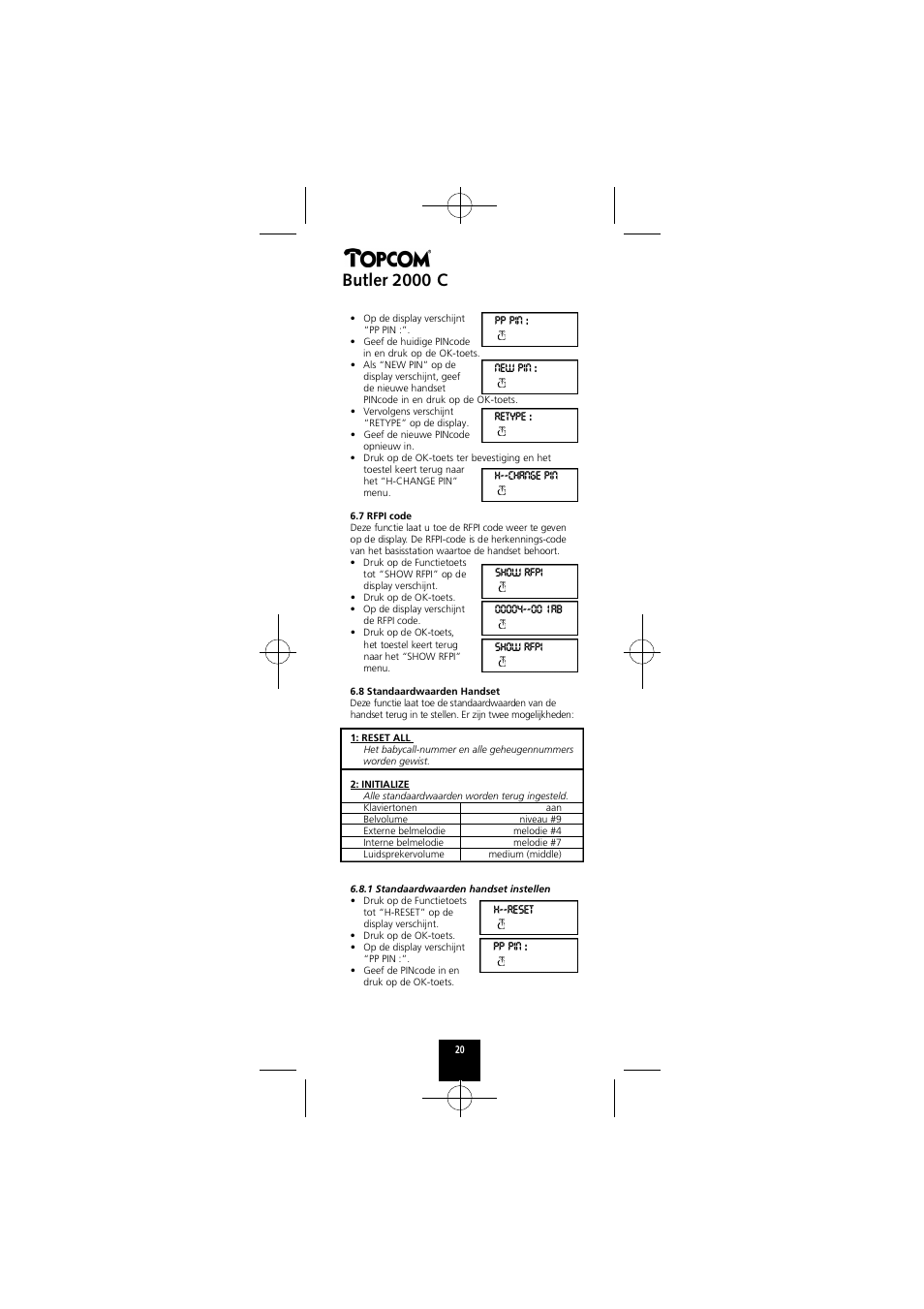 Butler 2000 c | Topcom Butler 2000 C User Manual | Page 20 / 76