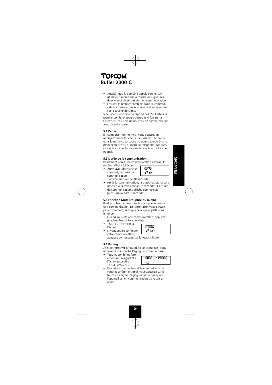 Butler 2000 c | Topcom Butler 2000 C User Manual | Page 29 / 76