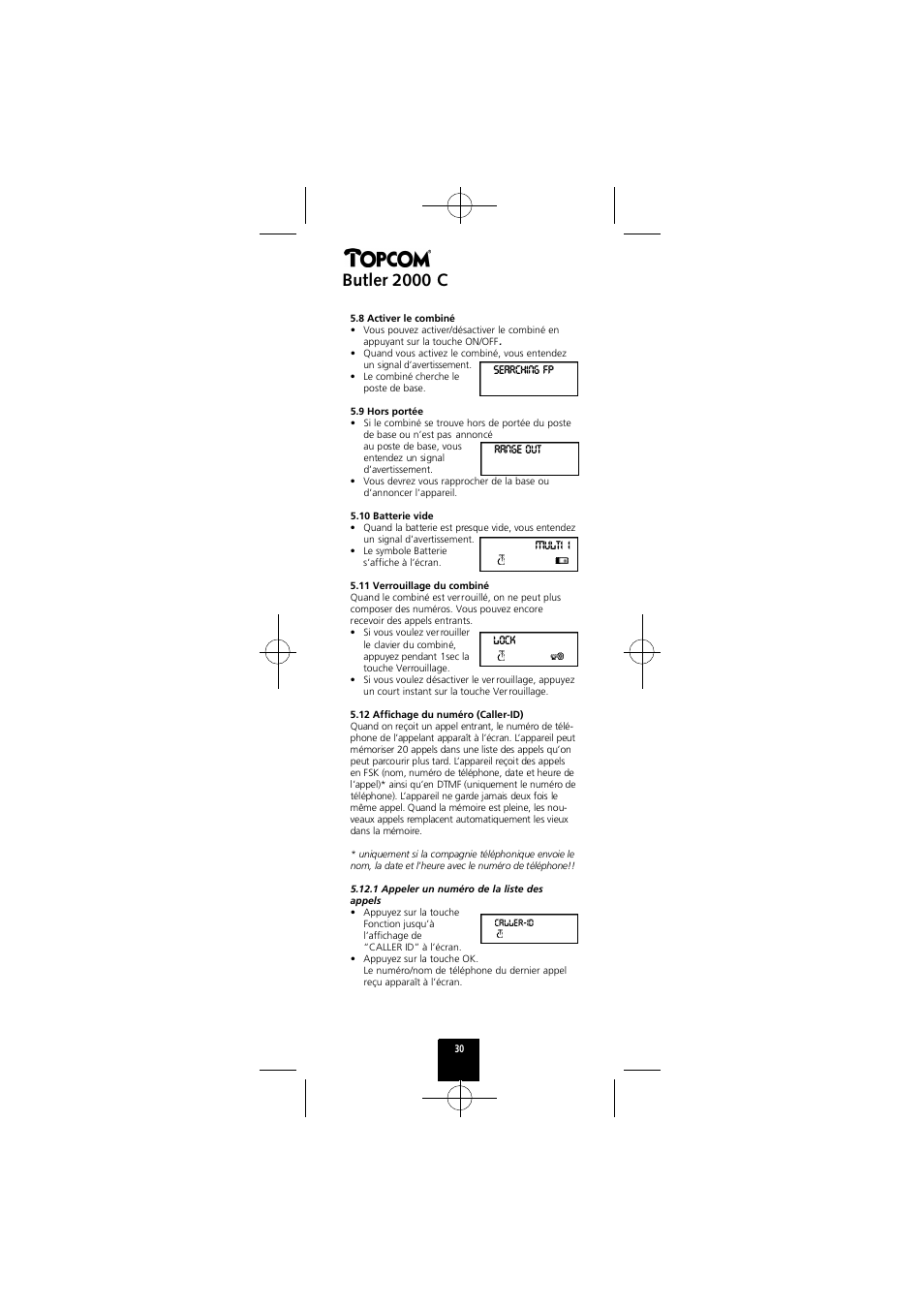 Butler 2000 c | Topcom Butler 2000 C User Manual | Page 30 / 76