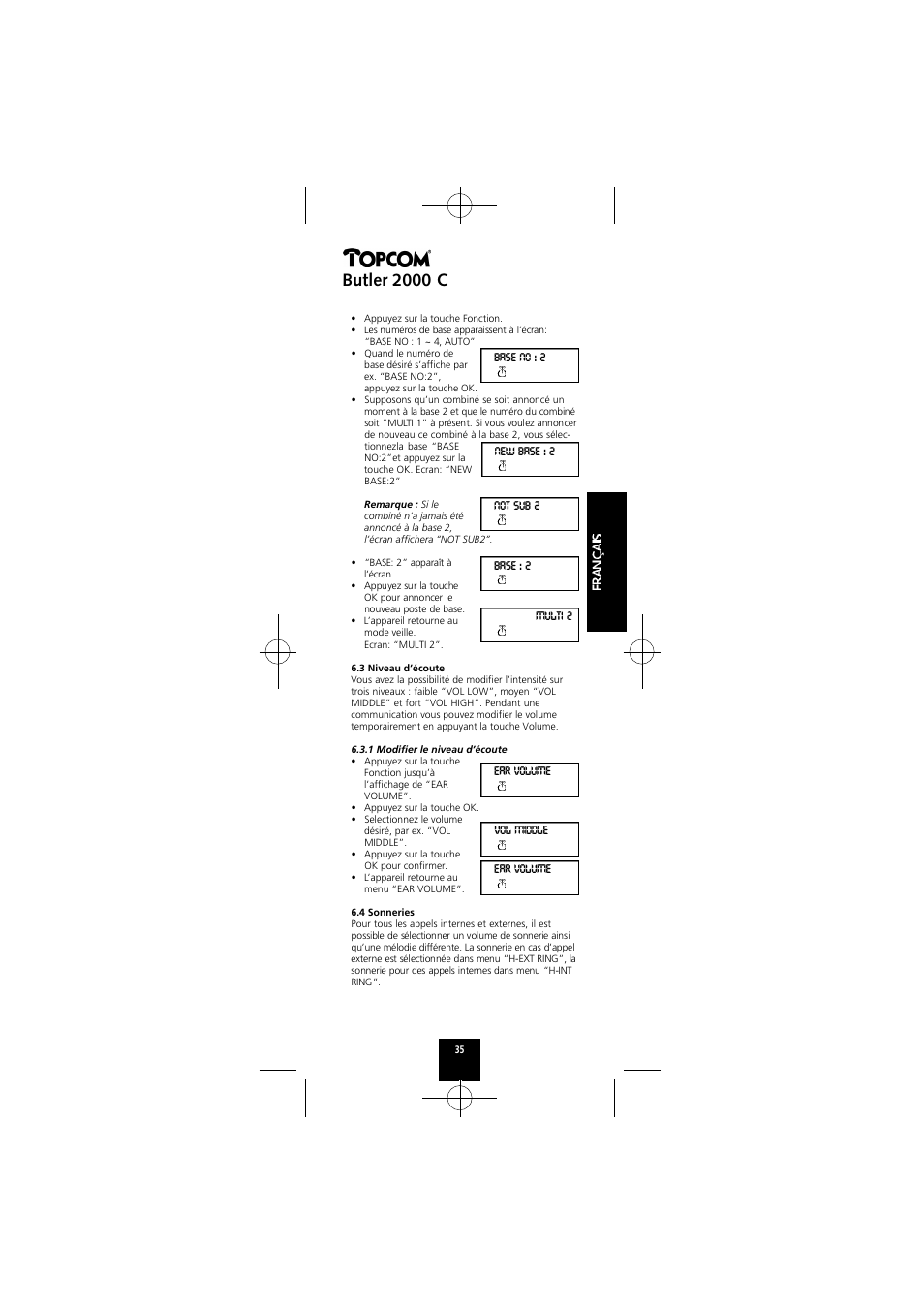 Butler 2000 c | Topcom Butler 2000 C User Manual | Page 35 / 76