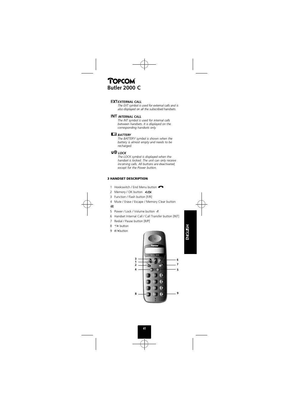 Butler 2000 c | Topcom Butler 2000 C User Manual | Page 41 / 76