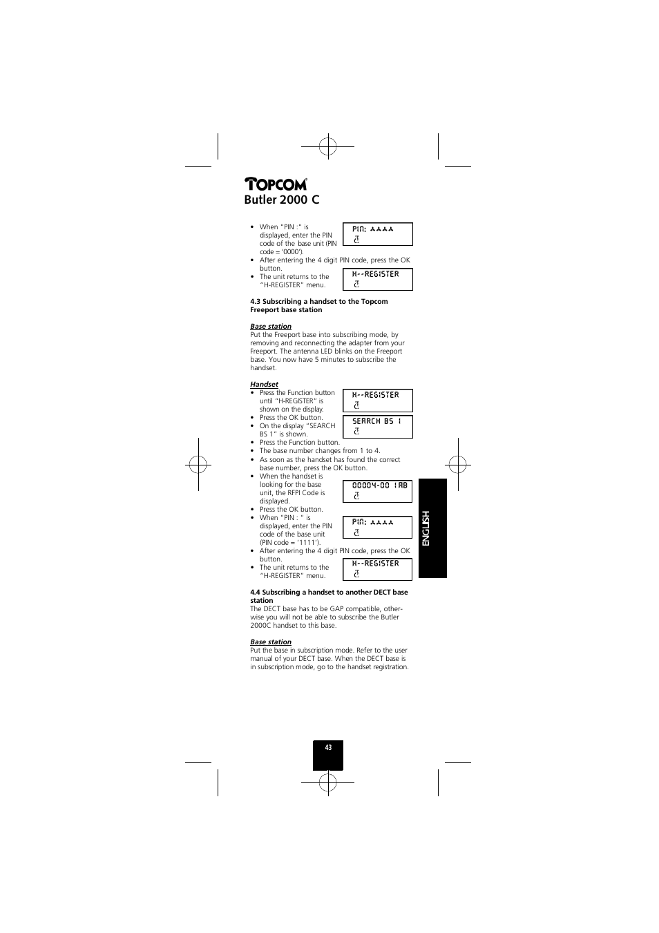 Butler 2000 c | Topcom Butler 2000 C User Manual | Page 43 / 76