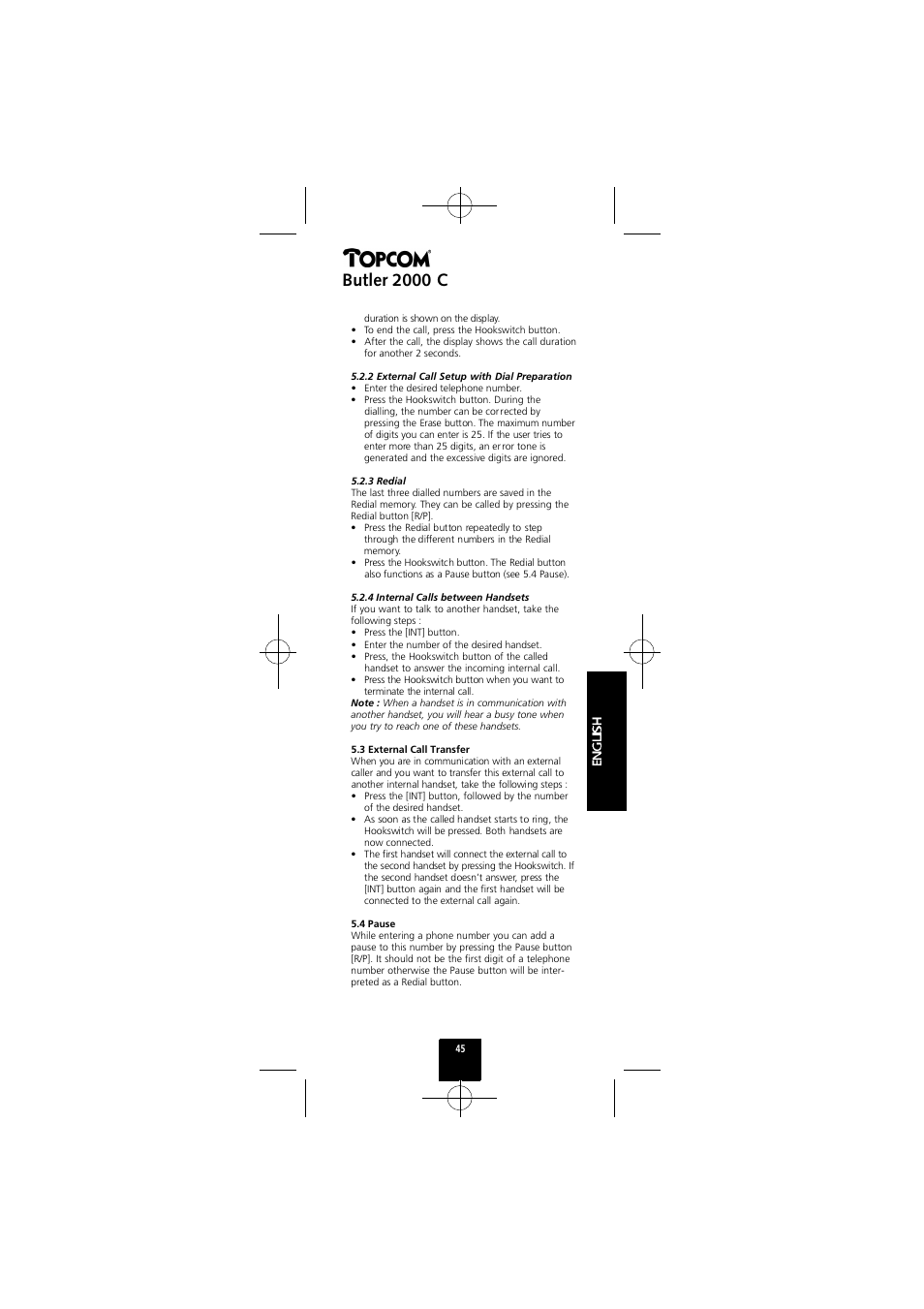 Butler 2000 c | Topcom Butler 2000 C User Manual | Page 45 / 76