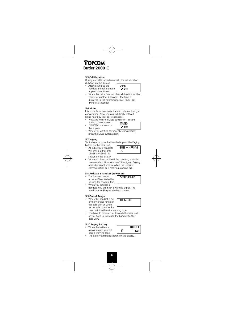 Butler 2000 c | Topcom Butler 2000 C User Manual | Page 46 / 76