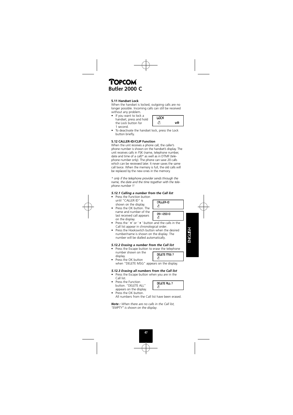 Butler 2000 c | Topcom Butler 2000 C User Manual | Page 47 / 76