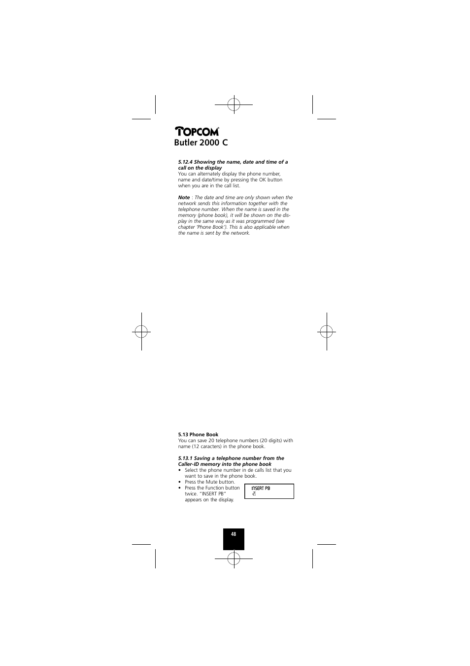 Butler 2000 c | Topcom Butler 2000 C User Manual | Page 48 / 76