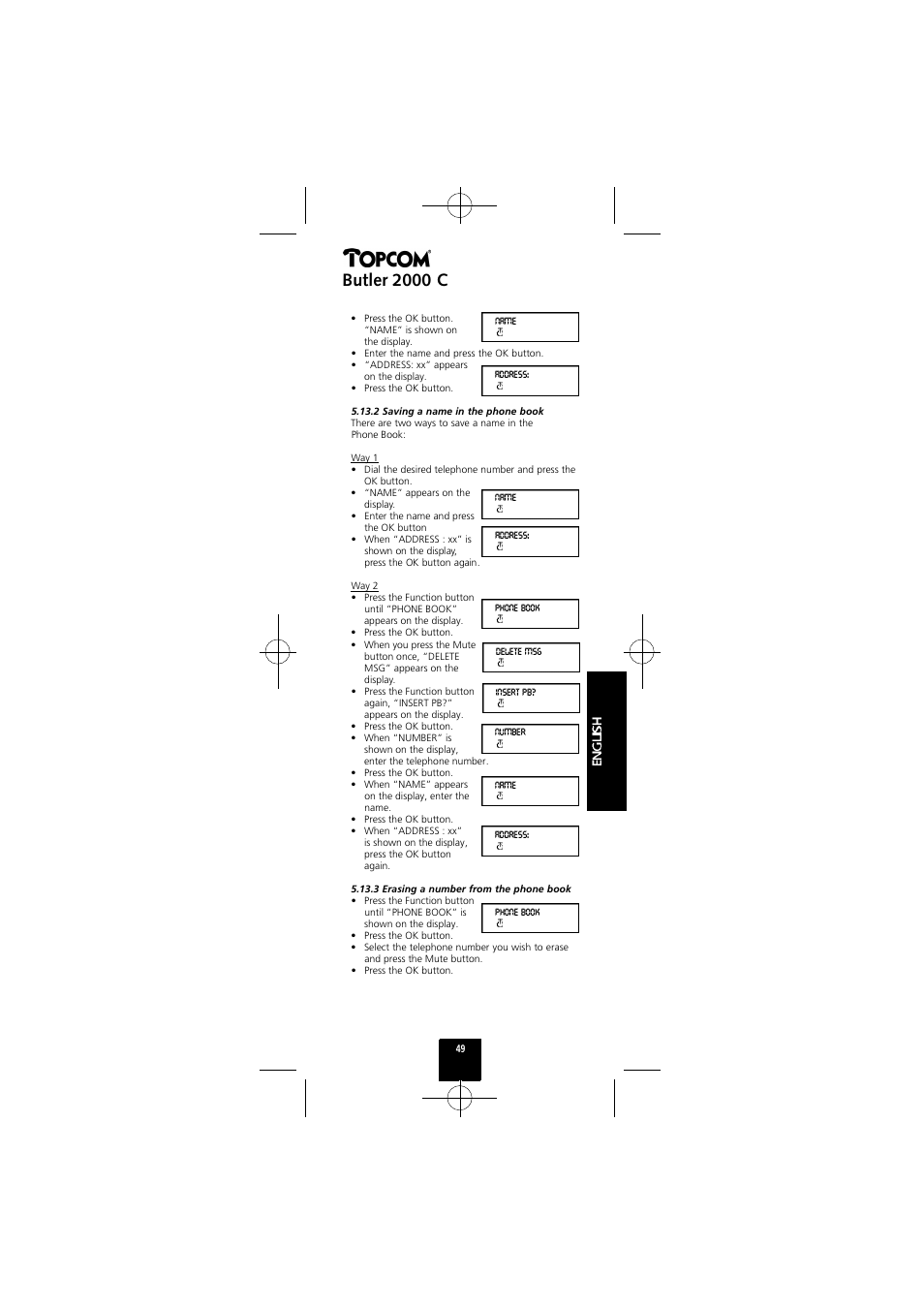 Butler 2000 c | Topcom Butler 2000 C User Manual | Page 49 / 76