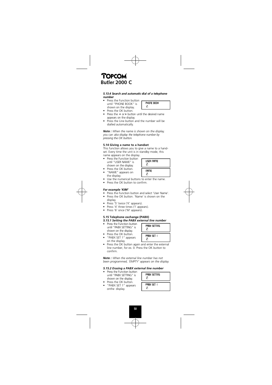 Butler 2000 c | Topcom Butler 2000 C User Manual | Page 50 / 76