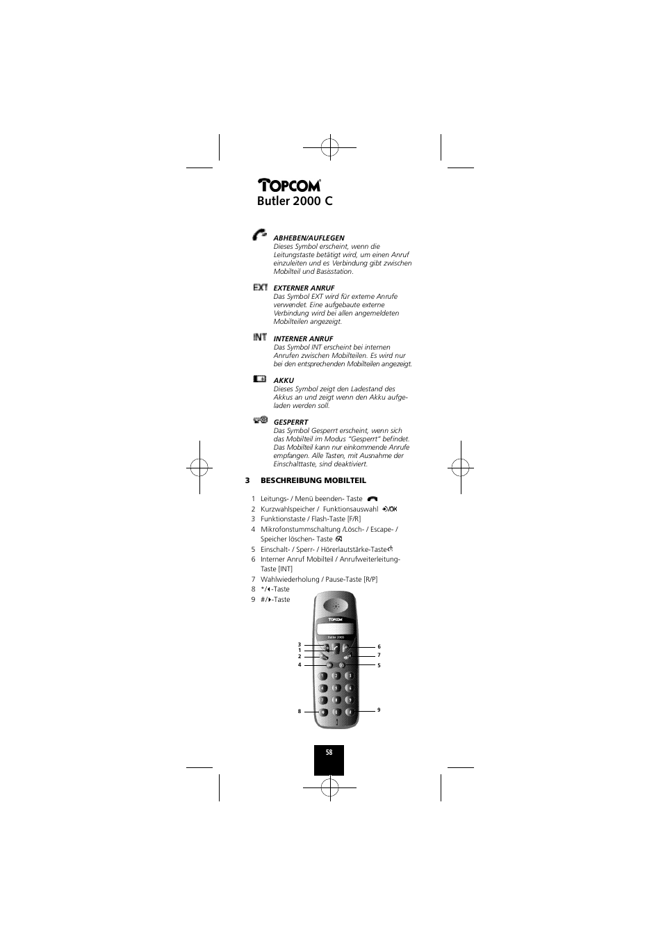 Butler 2000 c | Topcom Butler 2000 C User Manual | Page 58 / 76