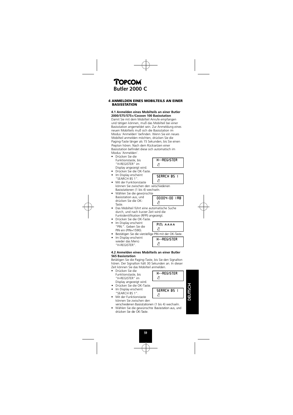 Butler 2000 c | Topcom Butler 2000 C User Manual | Page 59 / 76