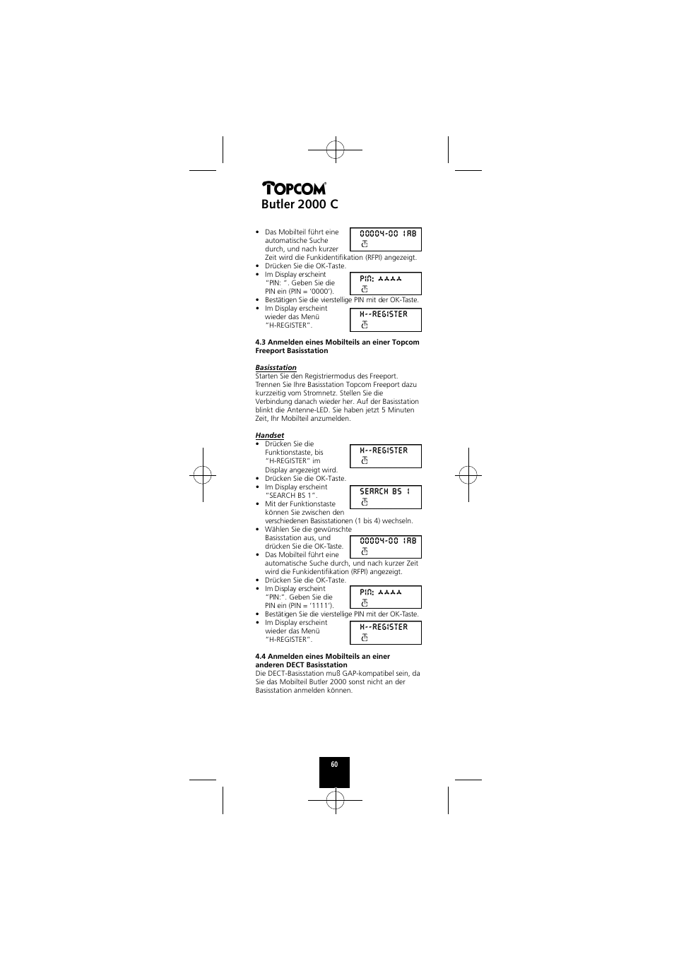 Butler 2000 c | Topcom Butler 2000 C User Manual | Page 60 / 76