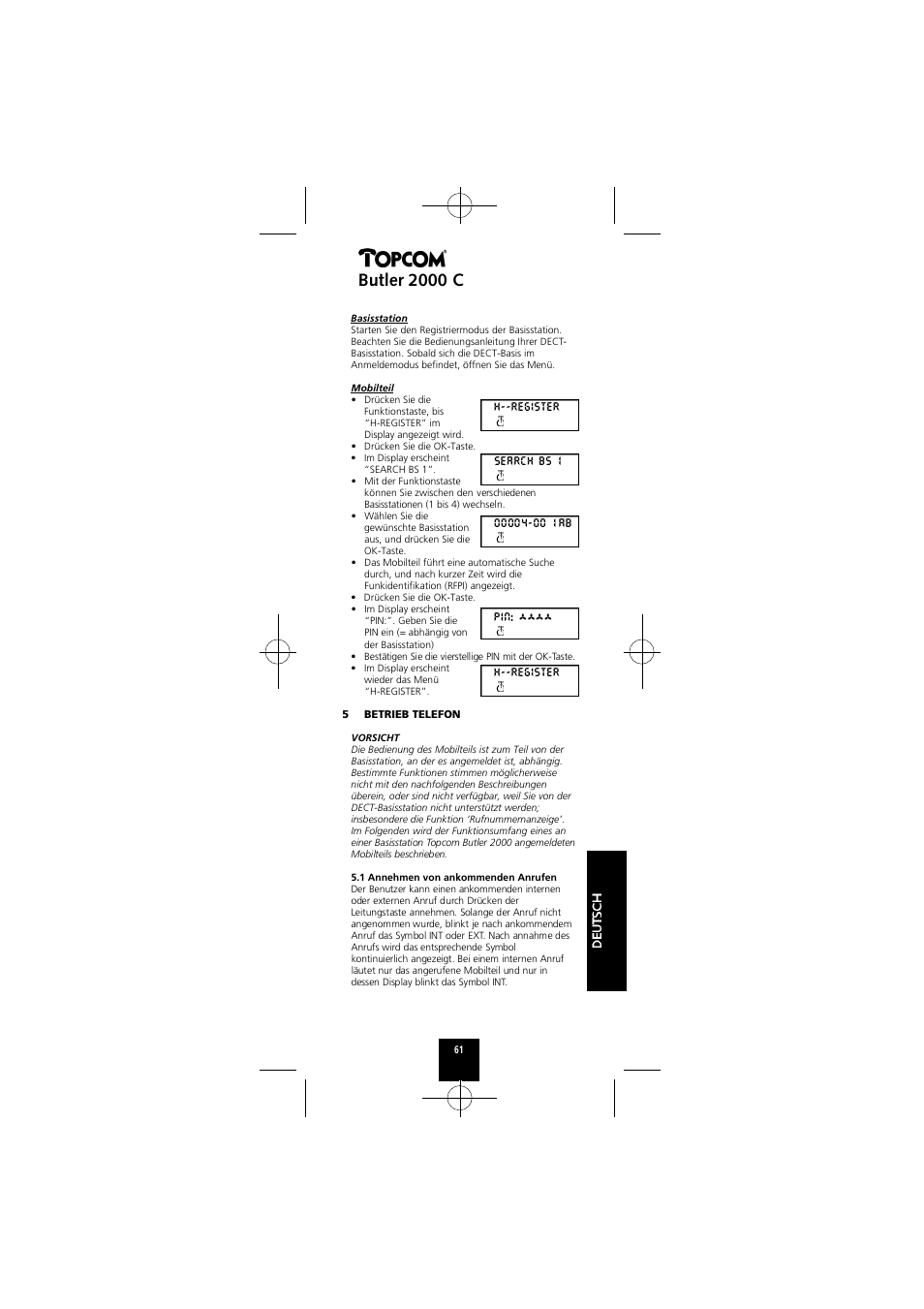 Butler 2000 c | Topcom Butler 2000 C User Manual | Page 61 / 76