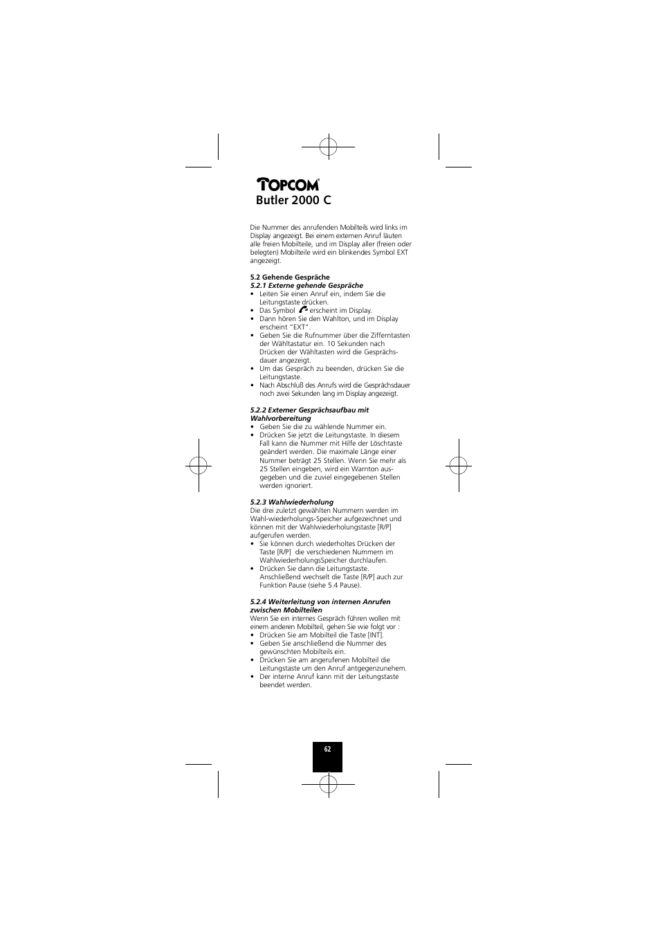 Butler 2000 c | Topcom Butler 2000 C User Manual | Page 62 / 76