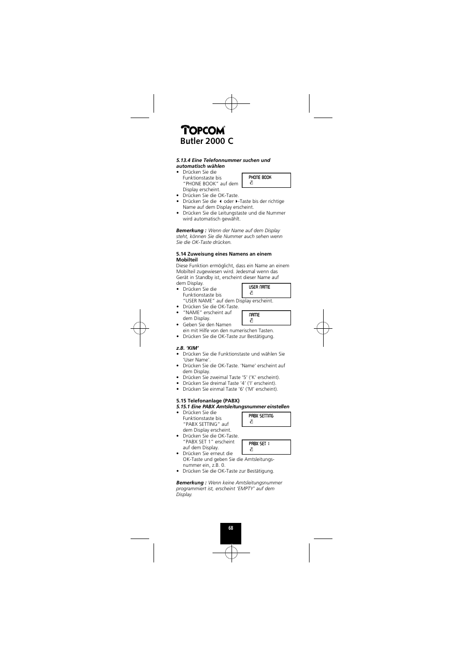 Butler 2000 c | Topcom Butler 2000 C User Manual | Page 68 / 76