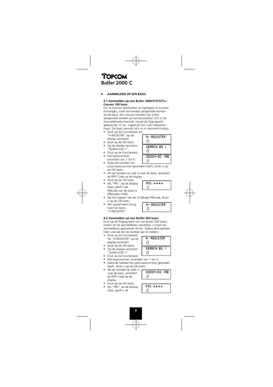 Butler 2000 c | Topcom Butler 2000 C User Manual | Page 8 / 76