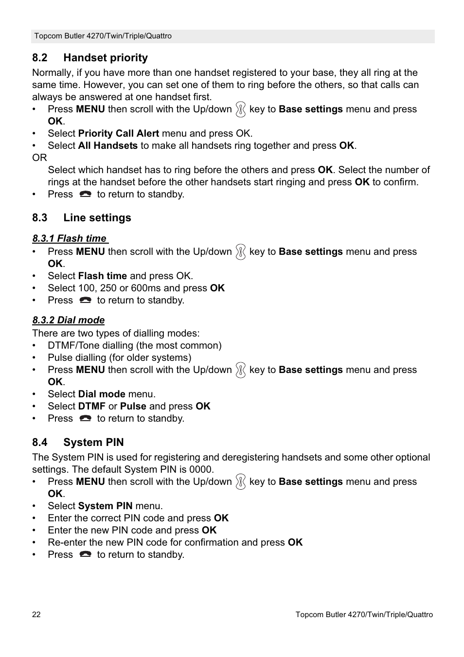 Topcom BUTLER Twin User Manual | Page 22 / 28