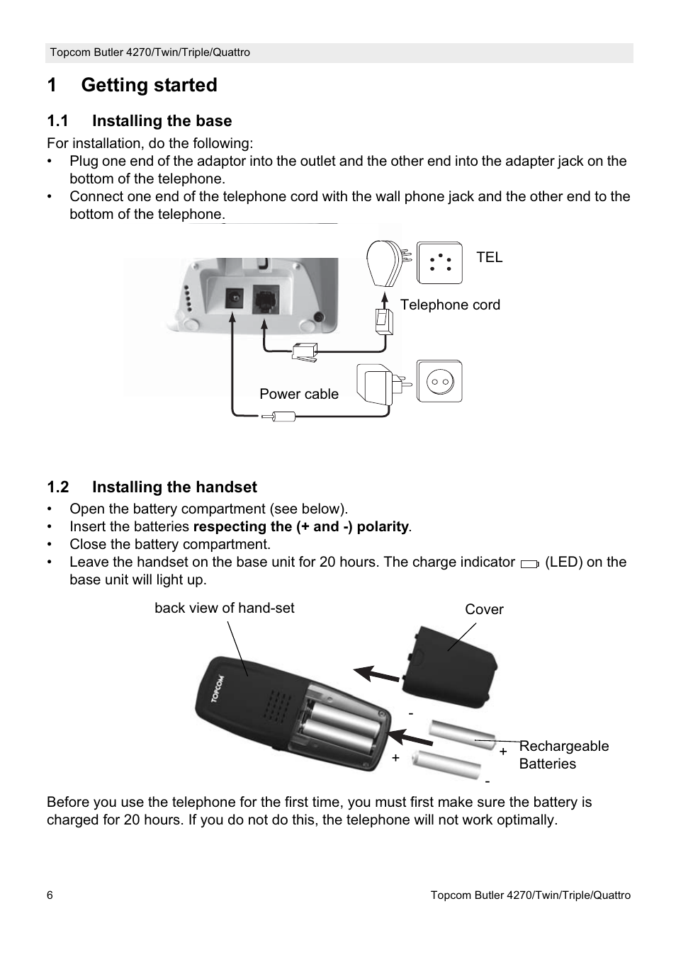 1getting started | Topcom BUTLER Twin User Manual | Page 6 / 28